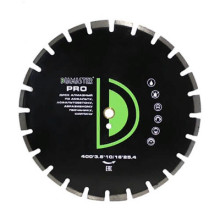 Диск алмазный сегментный Diamaster Pro 400x25,4 (40x3,6x10/16) мм 24z (асфальт, wet, dry)