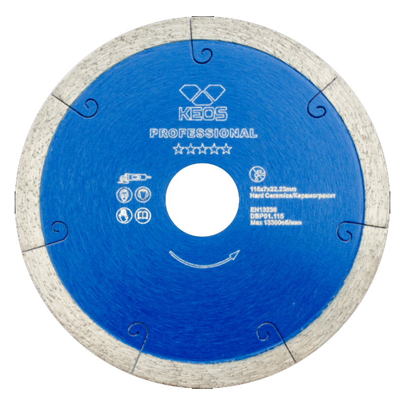 Диск алмазный по керамограниту KEOS Professional 115x22,23 мм