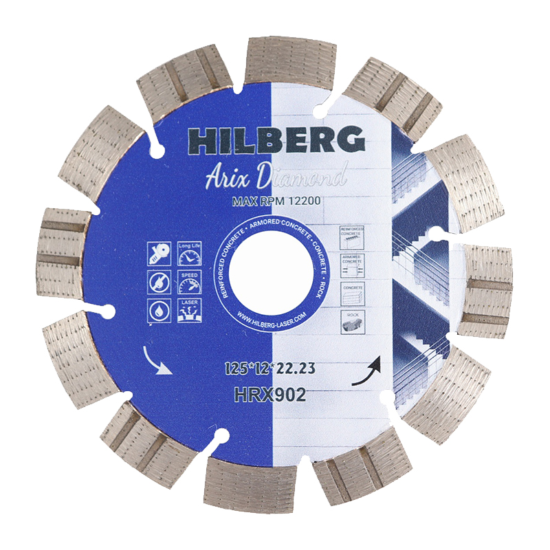 Диск алмазный сегментный-турбо Hilberg Arix Diamond 125х12х22,23 мм Диск алмазный сегментный-турбо Hilberg Arix Diamond 125х12х22,23 мм