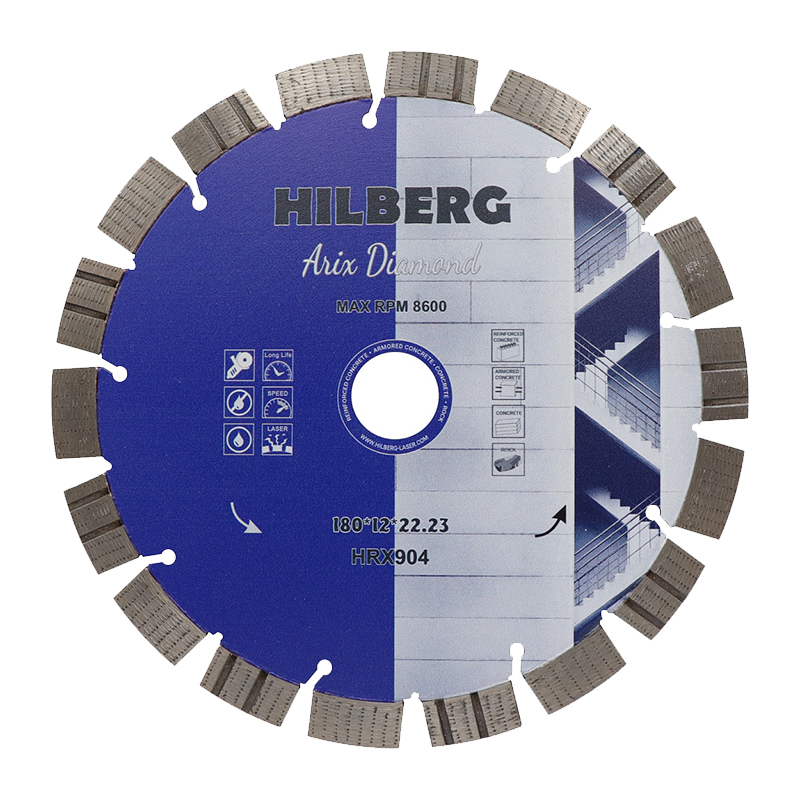 Диск алмазный сегментный-турбо Hilberg Arix Diamond 180х12х22,23 мм Диск алмазный сегментный-турбо Hilberg Arix Diamond 180х12х22,23 мм