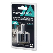 Коронка алмазная METALLICA Optima 35x55 мм, #80, по стеклу, плитке, 1 шт, в блистере.
