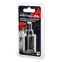 Коронка алмазная METALLICA Ultra 38х70 мм, #46, с сверлом, по керамограниту, плитке, в блистере