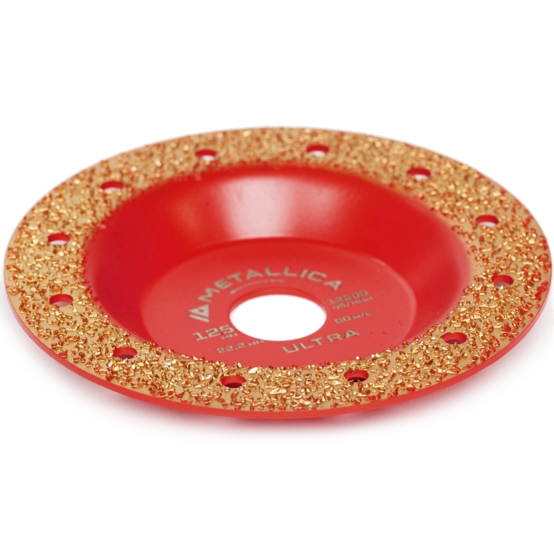 Чашка твердосплавная шлифовальная METALLICA Ultra 125х22,2 мм, #14, плоская, по дереву. В кор.