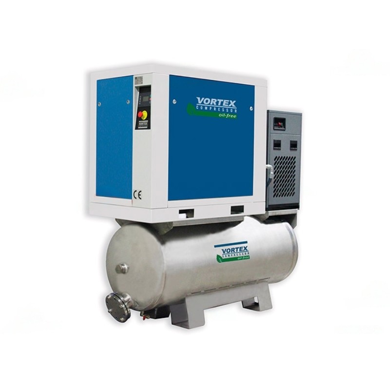 Безмасляный винтовой компрессор с ресивером и осушителем Vortex VOFS TD 1.5кВт