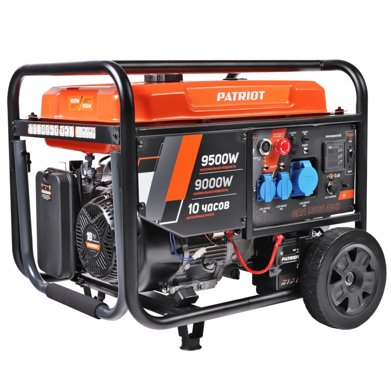 Генератор бензиновый PATRIOT GRA 9500 AWS, 18лс, 9500Вт, объем 36л