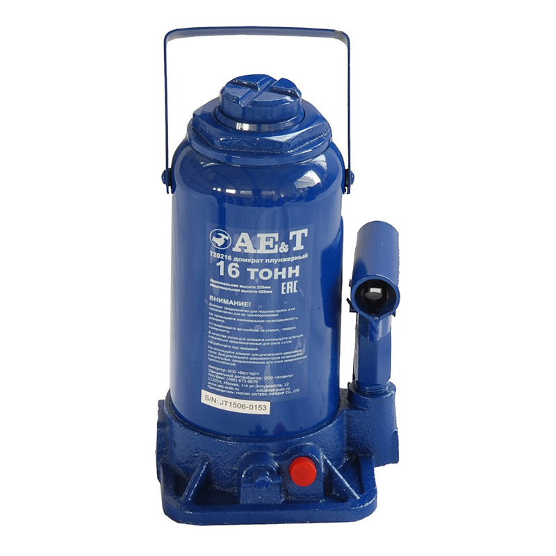 Домкрат бутылочный T20216 AE&T 16т Домкрат бутылочный T20216 AE&T 16т
