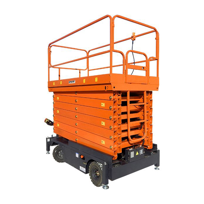 Самоходный ножничный подъёмник GROST Tower Drive 1000-8,2 с выдвижной платформой Самоходный ножничный подъёмник GROST Tower Drive 1000-8,2 с выдвижной платформой