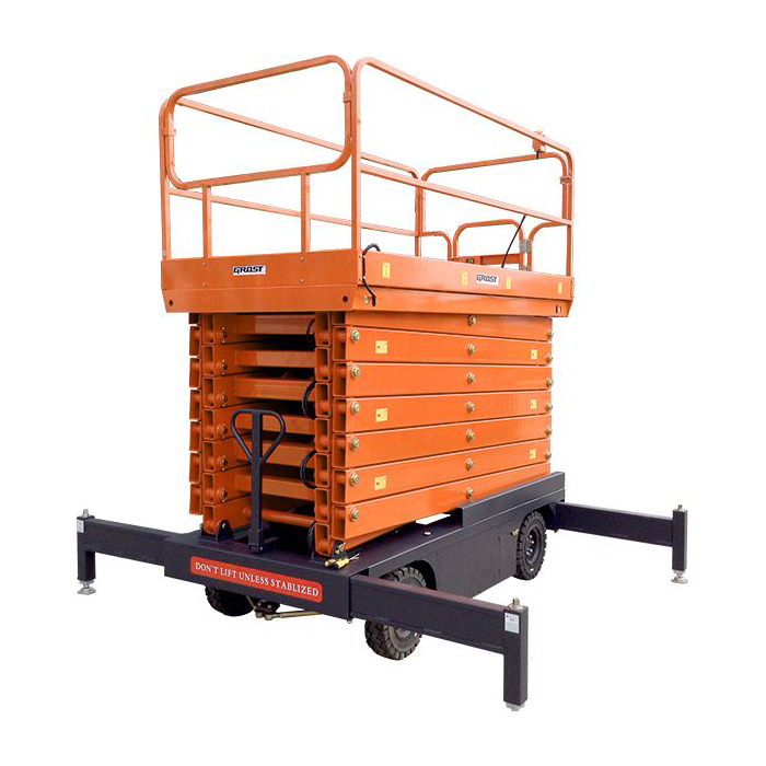 Несамоходный ножничный подъёмник GROST Tower 500-9 DC с выдвижной платформой