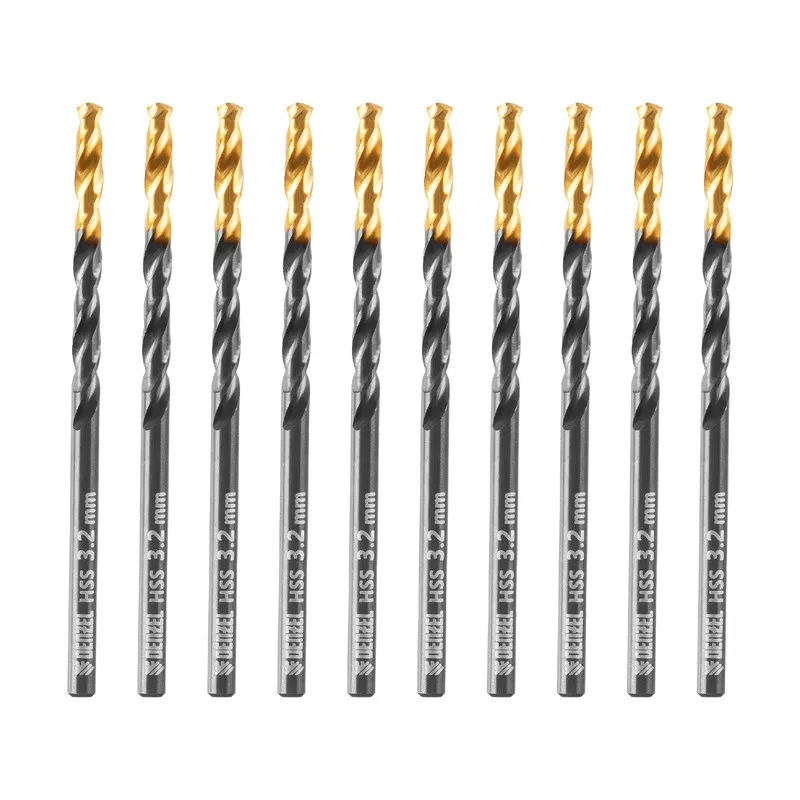 Сверло по металлу Denzel 3,2 мм, HSS-Tin, Golden Tip, 10 шт.