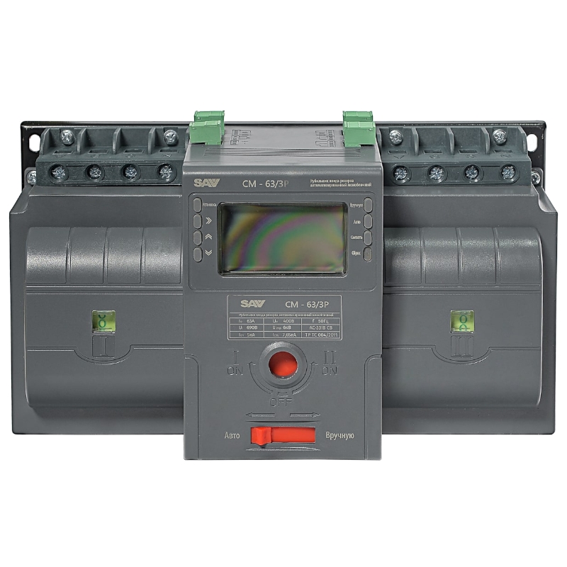 Рубильник реверсивный автоматизированный моноблочный (блок автоматического ввода резерва АВР) ТСС CM Рубильник реверсивный автоматизированный моноблочный (блок автоматического ввода резерва АВР) ТСС CM